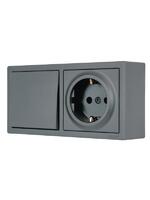 Блок ОП LETO (1-кл. выключатель + 1-м розетка с заземл.) горизонт. графит LEZARD 752-3400-170BAP - УПС инжиниринг
