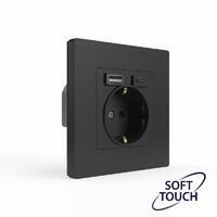 Розетка 1-м СП Pixel IP20 с заземл. с 2-мя заряд. устр. USB тип A+C механизм карбон TOKOV ELECTRIC TKE-PX-R1U2AC-C14 - УПС инжиниринг