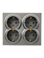 Розетка 4-м ОП LETO с заземл. закрытый корпус ПБТ платина LEZARD 752-3500-127BDP - УПС инжиниринг