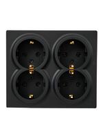 Розетка 4-м ОП LETO с заземл. закрытый корпус ПБТ черн. бархат LEZARD 752-4200-127BDP - УПС инжиниринг