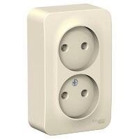 Розетка 2-м ОП Blanca 16А IP20 250В без заземл. без защ. шторок с изолир. пластиной молоч. SE BLNRA000212 - УПС инжиниринг