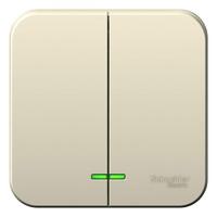 Выключатель 2-кл. ОП Blanca 10А IP20 (сх. 5) 250В с подсветкой с изолир. пластиной молочн. SE BLNVA105112 - УПС инжиниринг