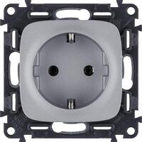 Розетка 1-м СП Valena Allure 16А IP2X 250В 2P+E безвинтов. клеммы с лицев. панелью механизм алюм. Leg 753921 - УПС инжиниринг