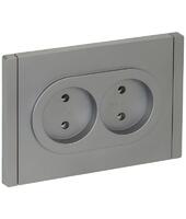 Розетка 2-м СП FORTE&PIANO FP526 10А без заземл. без защ. шторок безвинт. крепл. сталь IEK FP-R20-10-1-K46 - УПС инжиниринг