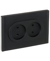 Розетка 2-м СП FORTE&PIANO FP125 10А без заземл. защ. шторки безвинт. крепл. черн. IEK FP-R23-10-1-K02 - УПС инжиниринг