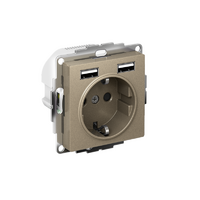 Розетка 1-м СП AtlasDesign 16А IP20 с 2-мя заряд. устройствами USB тип A+A 5В/2.4А 2х5В/1.2А механизм шампань SE ATN000530 - УПС инжиниринг