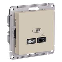 Розетка USB AtlasDesign тип C 65Вт высокоскор. ЗУ QC PD механизм песочн. SE ATN001227 - УПС инжиниринг