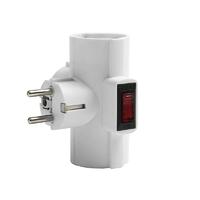 Разветвитель 3-м с заземл. 16А 3500Вт 250В Т-образ. с выключателем бел. DОМТОК 2663 - УПС инжиниринг