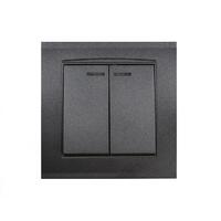 Выключатель 2-кл. СП Бриллиант 10А IP20 с подсветкой в сборе графит Universal 7947410-Gr - УПС инжиниринг