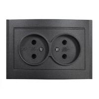 Розетка 2-м СП Бриллиант 16А IP20 без заземл. в сборе графит Universal 7947519-Gr - УПС инжиниринг