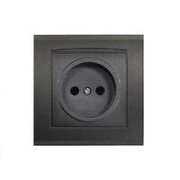 Розетка 1-м СП Бриллиант 16А IP20 без заземл. в сборе графит Universal 7947588-Gr - УПС инжиниринг