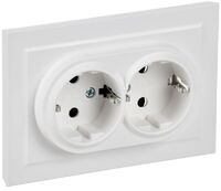 Розетка 2-м СП BRITE РС12-3-БрАБ 16А в сборе с заземл. без защ. шторок арктич. бел. IEK BR-R21-16-K91-F - УПС инжиниринг