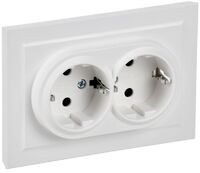 Розетка 2-м СП BRITE РСш12-3-БрАБ 16А в сборе с заземл. защ. шторки арктич. бел. IEK BR-R24-16-K91-F - УПС инжиниринг