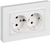 Розетка 2-м СП BRITE РСшПл12-3-БрАБ 16А в сборе с заземл. защ. шторки плоская арктич. бел. IEK BR-R28-16-K91-F - УПС инжиниринг
