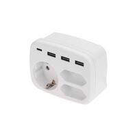 Тройник электрический 16А с/з+2х2.5А+3хUSB-A 2.4А+USB Type-C 3А бел. Rexant 11-1250 - УПС инжиниринг