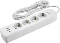 Удлинитель 4х3м с заземл. 10А IP20 90 842 OPE-USB-04-300-ESC-3x1 USB 2xType-A + Type-C с кнопкой ОНЛАЙТ 90842 - УПС инжиниринг