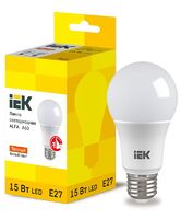 Лампа светодиодная Alfa 15Вт A60 грушевидная 3000К E27 230В (6шт) IEK LLA-A60-15-230-30-E27-6 - УПС инжиниринг