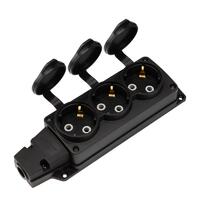 Колодка удлинителя 3-м с заземл. 16А IP54 влагозащ. с защ. крышкой COMPACT каучук черн. Rexant 111-223 - УПС инжиниринг