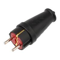 Вилка прямая влагозащ. 16А IP44 с заземл. COMPACT каучук черн. Rexant 111-200 - УПС инжиниринг