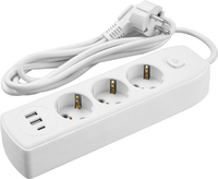 Удлинитель 3х3м с заземл. 10А IP20 90 839 OPE-USB-03-300-ESC-3x1 USB 2xType-A + Type-C с кнопкой ОНЛАЙТ 90839 - УПС инжиниринг