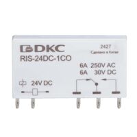 Реле миниатюрное ультратонкое 1CO ком. ток 6А AgSnO2 напряжение 24В DC DKC RIS-24DC-1CO - УПС инжиниринг
