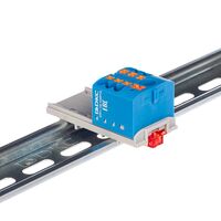 Блок распределительный с вертикал. адаптером на рейки шир. 15/35мм зажим push-in 1 ввод 6кв.мм 6 точек подключения 2.5кв.мм син. DKC DTP1-106-104SPUB-V - УПС инжиниринг