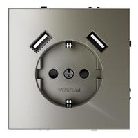 Розетка 1-м СП S70 16А с USB A+A с заземл. защ. шторки механизм шелк Voltum VLS040404 - УПС инжиниринг
