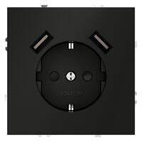 Розетка 1-м СП S70 16А с USB A+A с заземл. защ. шторки механизм черн. матов. Voltum VLS040408 - УПС инжиниринг