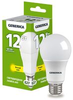 Лампа светодиодная A60 12Вт грушевидная 3000К E27 230В GENERICA LL-A60-12-230-30-E27-G - УПС инжиниринг