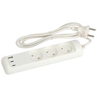Удлинитель электрический U-3-1.5m-USB-W 3 розетки + 3xUSB A+C 1.5м 10А бел. Эра Б0069075 - УПС инжиниринг