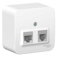 Розетка компьютерная + телефонная 2-м ОП Blanca RJ45 кат.5E + RJ11 с изолир. пластиной бел. SE BLNIA045111 - УПС инжиниринг