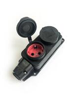 Колодка удлинителя 2-м 16А IP44 с заземл. каучук черн. КОСМОС KKsm-2g-Z-IP(B)16A - УПС инжиниринг
